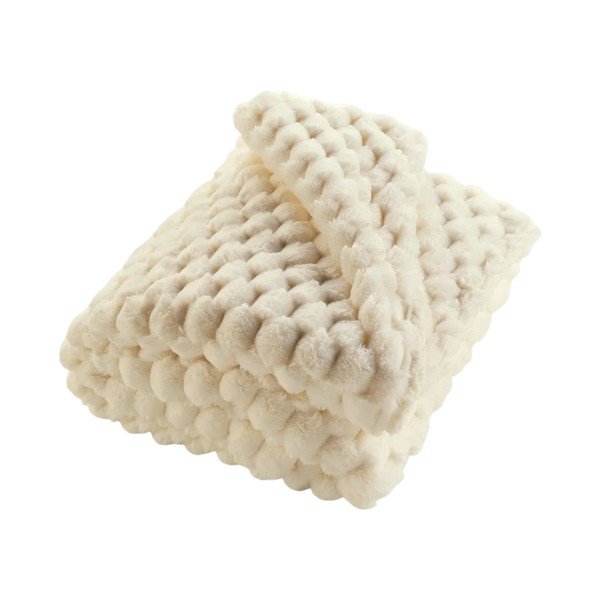 Ziloņkaula krāsas mikroplīša pleds 180x220 cm Frosty – douceur d'intérieur