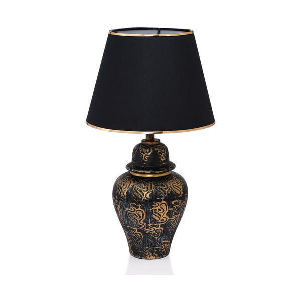 Melna galda lampa ar auduma abažūru (augstums 54 cm) Derin – Opviq lights-image-2