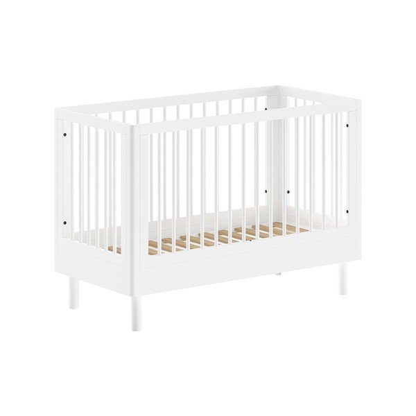 Balta dižskābarža masīvkoka bērnu gultiņa ar regulējamu augstumu 60x120 cm Forrest – Vipack-image-2