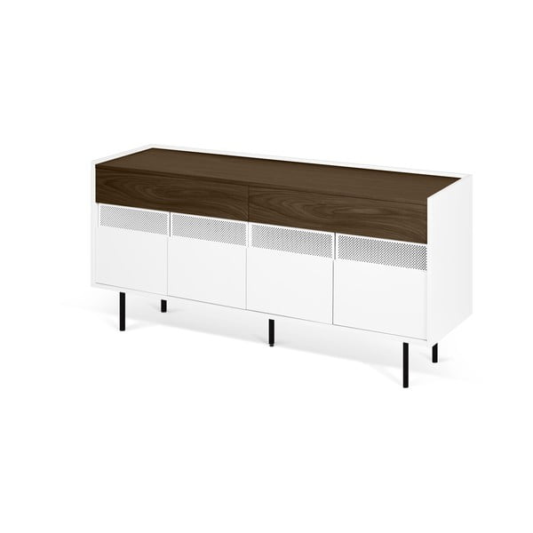 Balta kumode ar riekstkoka imitācijas elementiem Radio – TemaHome-image-1