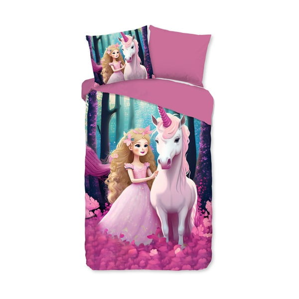 Rozā vienguļamā mikrošķiedras bērnu gultas veļa 140x220 cm Julia – Good Morning