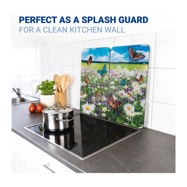 Rūdīta stikla plīts aizsargplāksnes (2 gab.) 52x30 cm Summer Meadow – Maximex-image-3