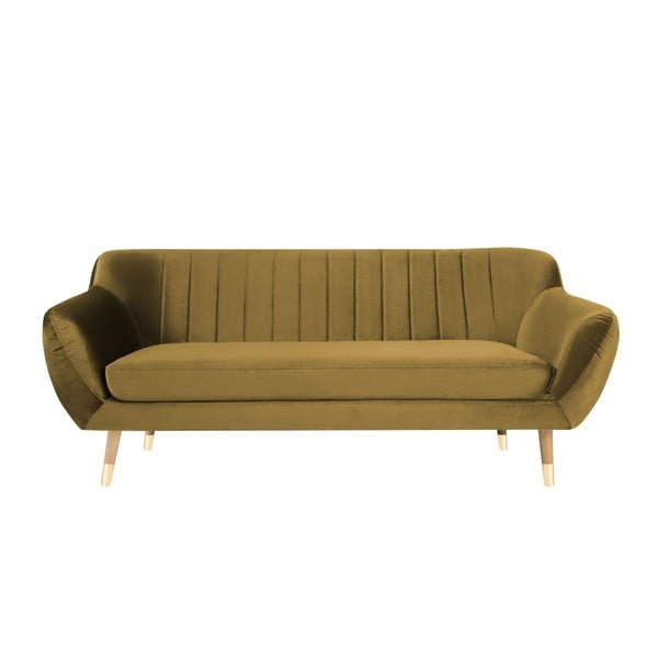 Zelta krāsas samta dīvāns Mazzini Sofas Benito, 188 cm