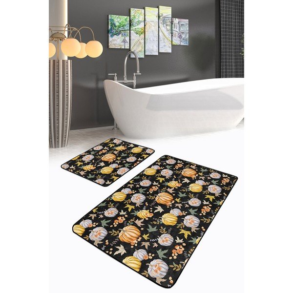 Melni/oranži vannas istabas paklājiņi (2 gab.) 60x100 cm – Mila Home-image-2