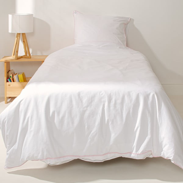 Balta/rozā vienguļamā kokvilnas gultas veļa 140x200 cm Essential – Happy Friday