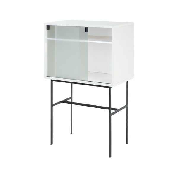 Pelēkbēša vitrīna ar bīdāmām durvīm 70x109x40 cm Lekko – noo.ma