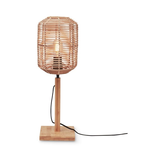 Dabīga toņa galda lampa ar rotangpalmas abažūru (augstums 45 cm) Tanami – Good&Mojo