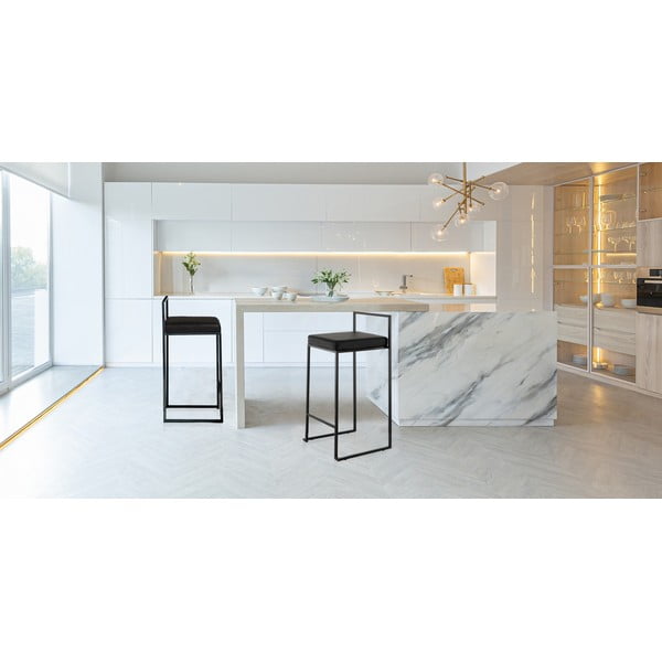 Melni mākslīgās ādas bāra krēsli (2 gab.) (sēdekļa augstums 65 cm) Dodo – Tomasucci-image-1