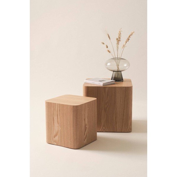Sānu galdiņi (2 gab.) ar oškoka imitāciju 40x40 cm Cubo – Jotex-image-1