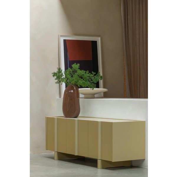 Zaļš priedes masīvkoka TV galdiņš 152x53x46 cm Basu – WOOOD-image-1
