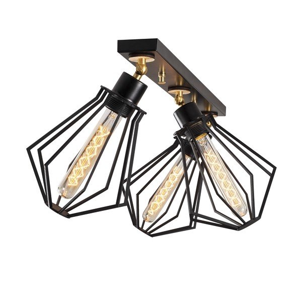 Melna/zelta krāsas griestu lampa ar metāla abažūru ø 18 cm Oylat – Opviq lights-image-2