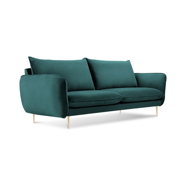 Zilganzaļš divvietīgs samta dīvāns Cosmopolitan Design Florence, 160 cm