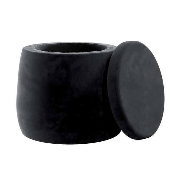 Melns samta bērnu pufs Posh Velvet – Yellow Tipi-image-1