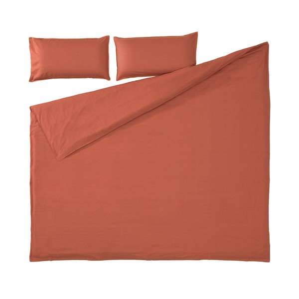 Oranžbrūna organiskās kokvilnas gultasveļa ar palagu Kave Home Ibelis, 220 x 220 cm-image-2