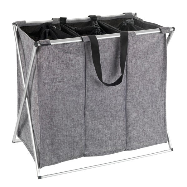 Pelēks trīs sekciju veļas grozs Wenko Trilogia, 130 l-image-1