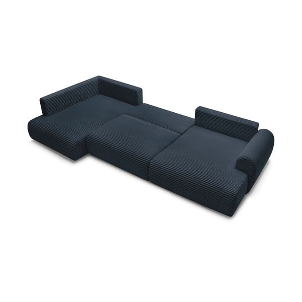 Tumši zils velveta salokāms/ar uzglabāšanas vietu stūra dīvāns (ar kreiso stūri/U veida) Lucien – Bobochic Paris-image-4