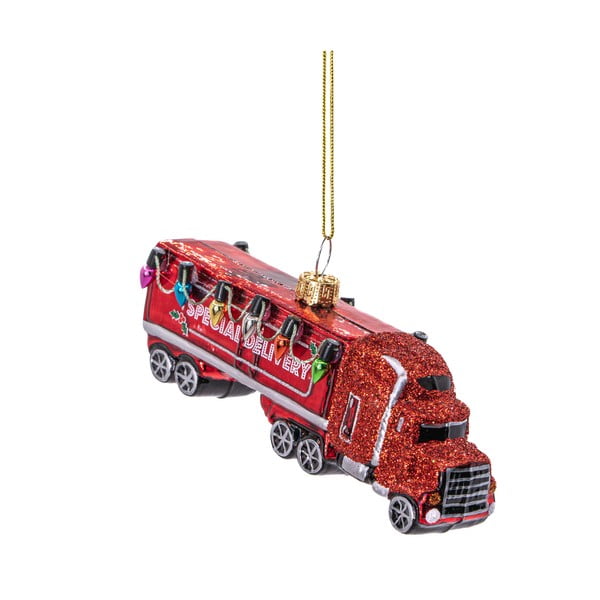 Stikla ar rokām izgatavots Ziemassvētku eglītes rotājums 4,5 cm Red Truck – Sass & Belle