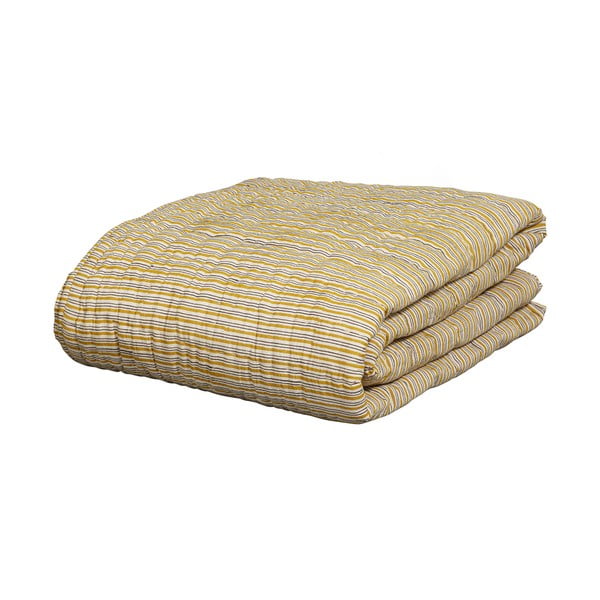 Sinepju dzeltens kokvilnas gultas pārklājs divguļamai gultai 220x265 cm Chevron – BePureHome