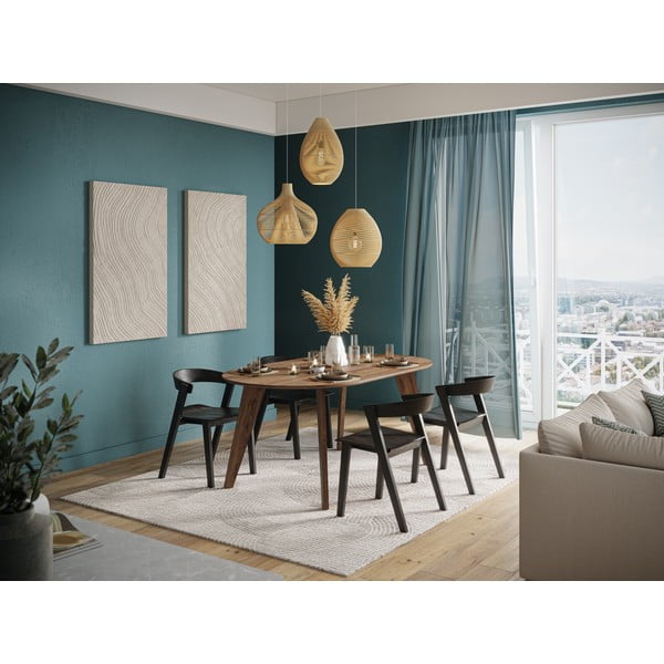 Dabīga toņa ēdamgalds ar valrieksta koka imitācijas galda virsmu 100x180 cm Lago – TemaHome-image-1