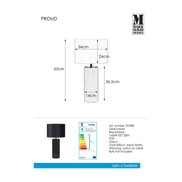 Melna galda lampa Markslöjd Proud, ø 34 cm-image-2