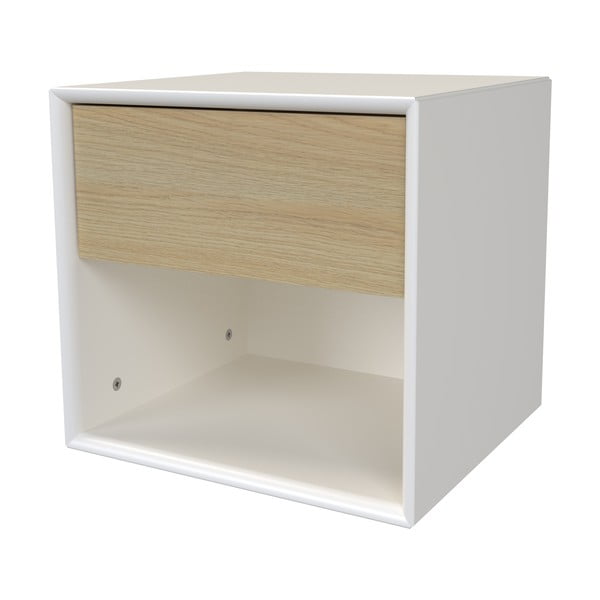 Balts/dabīga toņa naktsskapītis ar ozolkoka imitāciju Alba – Tenzo-image-4