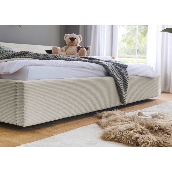 Bēša polsterēta divvietīga gulta ar veļas kasti ar redelēm 200x240 cm Cube – Meise Möbel-image-4