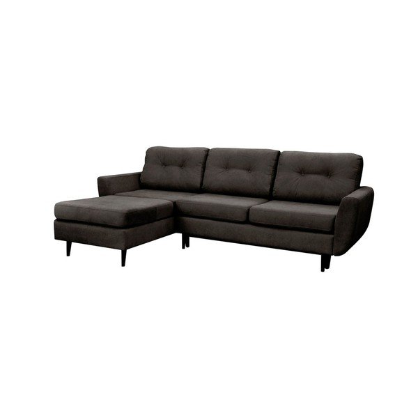 Tumši pelēks trīsvietīgs izlaižams stūra dīvāns ar melnām kājām Mazzini Sofas Hortensia, kreisais stūris-image-4