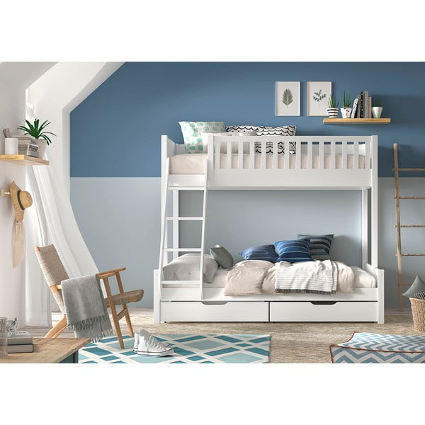 Balta divstāvu gulta bērniem 140x200/90x200 cm Scott – Vipack-image-4