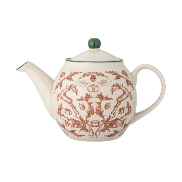 Krēmkrāsas māla tējkanna ar Ziemassvētku motīvu 900 ml Beth – Bloomingville