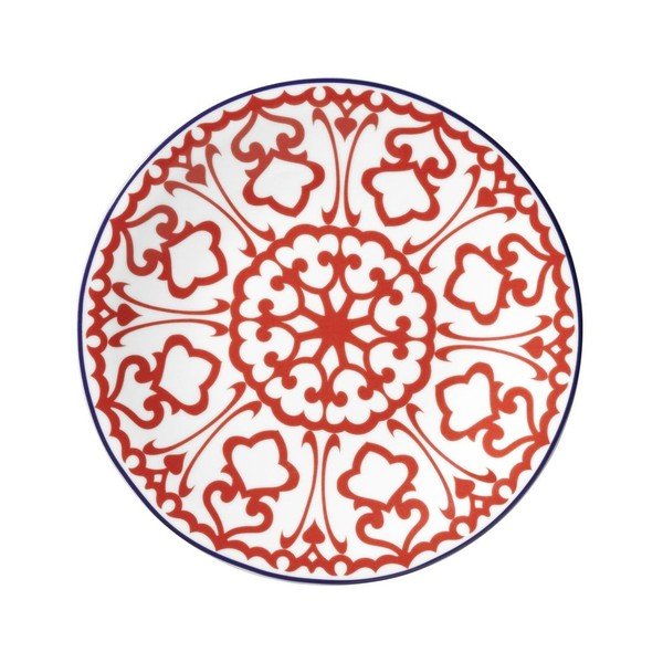 24 gabalu komplekts no baltiem porcelāna traukiem ar sarkanu rakstu Kütahya Porselen Desen-image-3