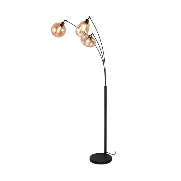 Melna/oranža stāvlampa ar stikla abažūru (augstums 200 cm) Lumina – Trio-image-3