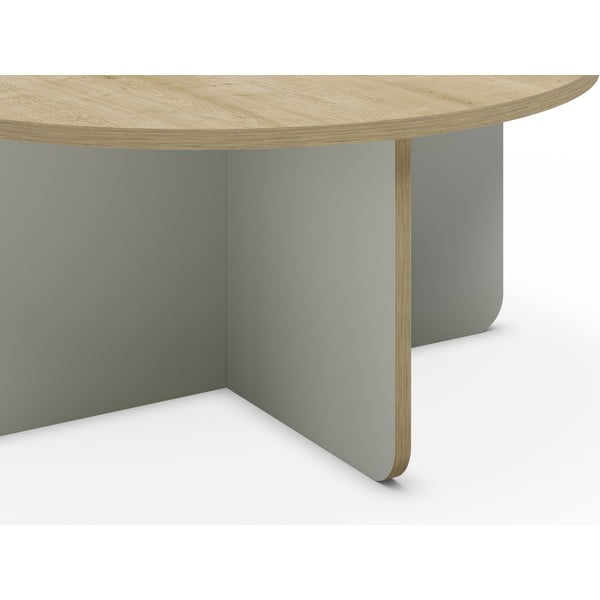 Gaiši zaļš/dabīga toņa apaļš žurnālgaldiņš ar ozolkoka imitācijas galda virsmu ø 80 cm Hillary – Marckeric-image-3