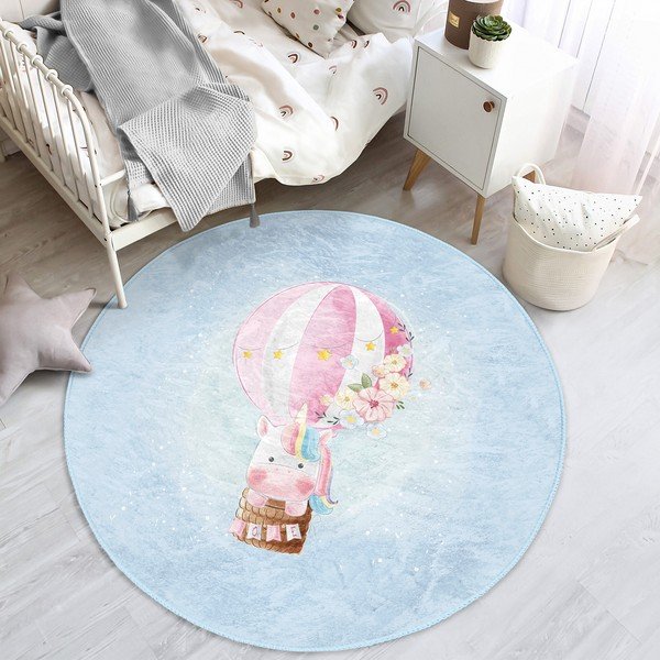 Gaiši zils bērnu paklājs ø 100 cm Comfort – Mila Home-image-3