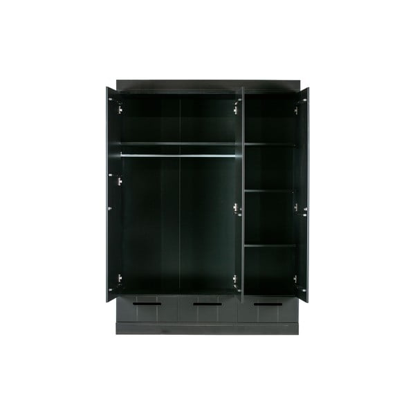 Melns drēbju skapis ar konstrukciju no priedes WOOOD Connect, platums 140 cm-image-4