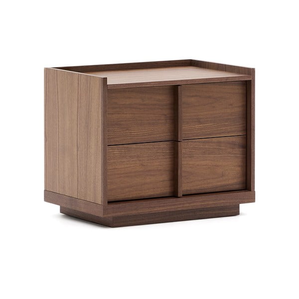 Tumši brūns naktsskapītis ar riekstkoka imitāciju Onix – Kave Home