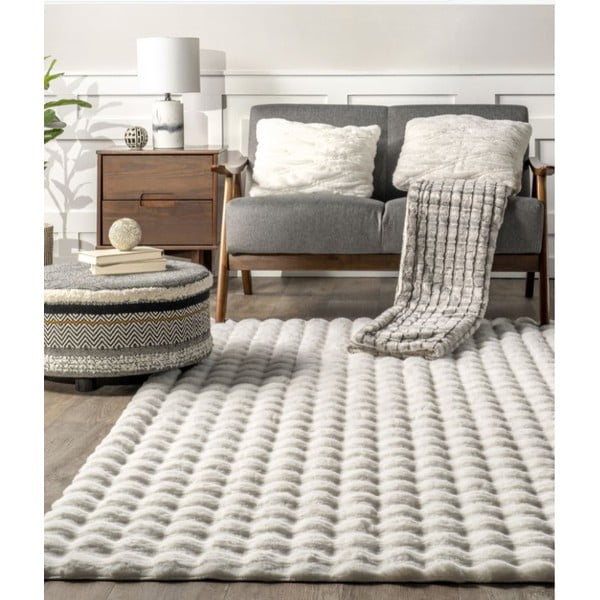 Balts mazgājams paklājs 150x230 cm Bubble White – Mila Home-image-3