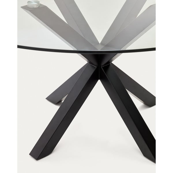 Melns apaļš ēdamgalds ar stikla galda virsmu ø 150 cm Argo – Kave Home-image-2