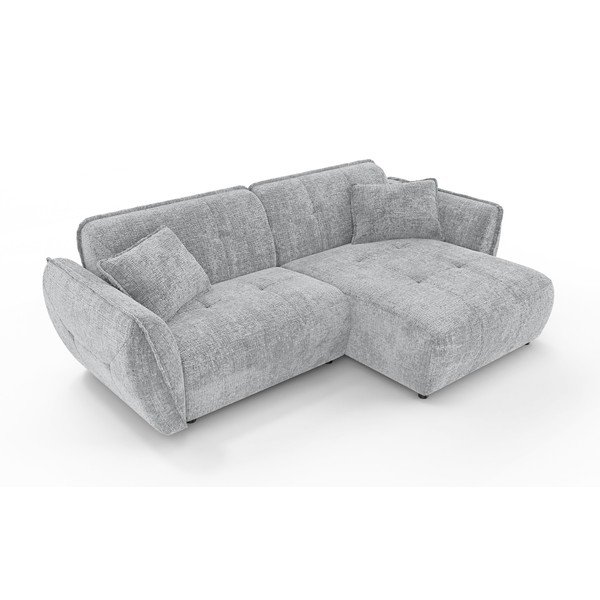 Gaiši pelēks stūra dīvāns no šenila auduma (ar labo stūri/ar zvilni) Nelia – Ropez-image-2