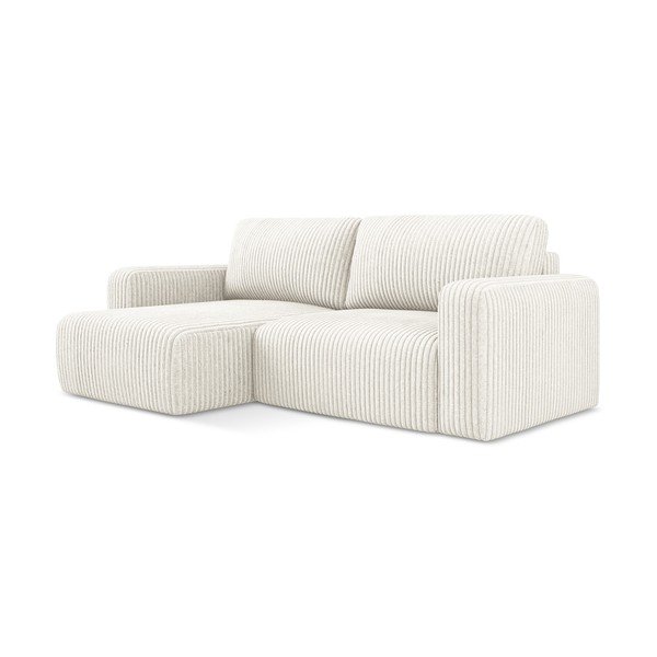 Krēmkrāsas velveta salokāms stūra dīvāns ar uzglabāšanas vietu (ar kreiso stūri/ar zvilni) Kona – Makamii-image-2