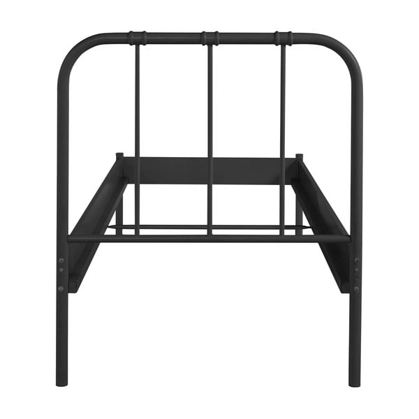 Melna metāla vienvietīga gulta bez režģa 90x200 cm Aaron – Støraa-image-4