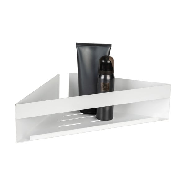 Matēti balts nerūsējošā tērauda stūra vannas istabas plaukts ar uzstādīšanu bez urbšanas/ar Turbo-Loc stiprinājumu Genova – Wenko-image-3