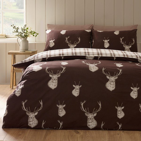 Tumši brūna divguļamā gultas veļa 220x230 cm Stag – Catherine Lansfield-image-3