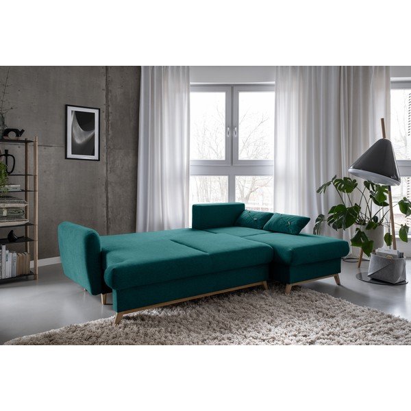 Tirkīzzils salokāms/ar uzglabāšanas vietu stūra dīvāns (ar labo stūri/ar zvilni) Scandic Lagom – Miuform-image-4