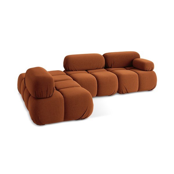 Oranžs samta modulārais stūra dīvāns (ar kreiso stūri) Lokua – Makamii-image-4