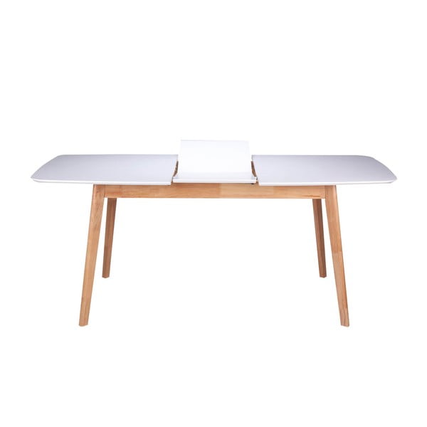Balts izvelkamais ēdamgalds ar gumijas koka pamatni sømcasa Enma, garums 120 cm-image-2