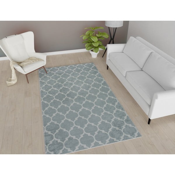 Gaiši pelēks/krēmkrāsas mazgājams paklājs 180x120 cm – Vitaus-image-1