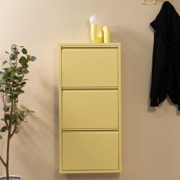 Gaiši dzeltens tērauda atverams/piekarināms apavu plaukts 50x103x15 cm Billy – Spinder Design-image-1