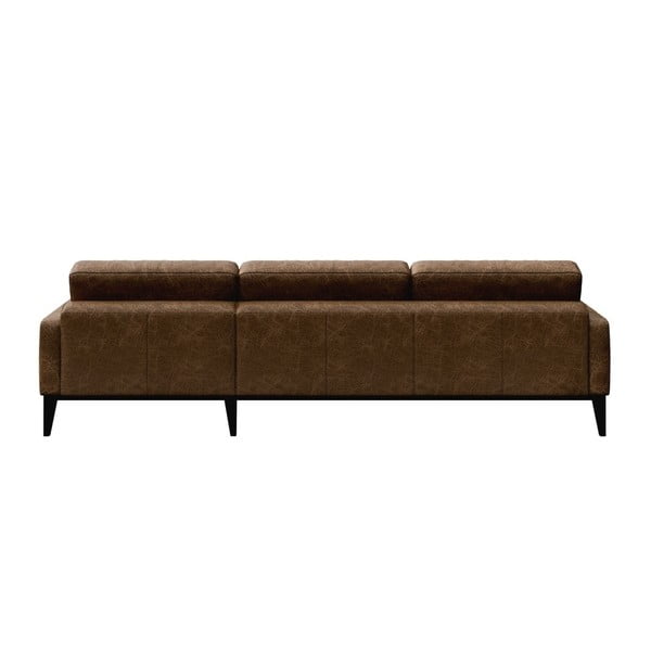 Konjaka brūnas ādas stūra dīvāns MESONICA Musso Tufted, kreisais stūris-image-3