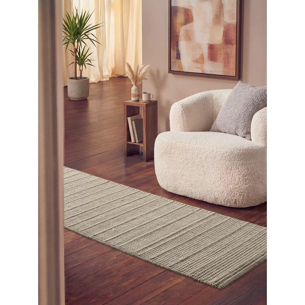 Krēmkrāsas ar rokām darināts vilnas celiņa paklājs 80x250 cm Camden Parker – Ted Baker-image-1