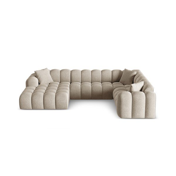 Gaiši brūns stūra dīvāns no šenila auduma (ar labo stūri/U veida) Treno – Cosmopolitan Design